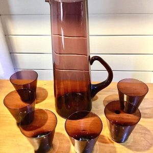 Amethyst Glass Water Set Mid-century design, Vintage online homewares and collectables, Mount Coolum, Sunshine Coast, Qld Australia