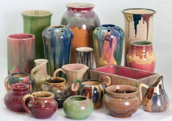 Remued colourful collection of pots, urns and vases