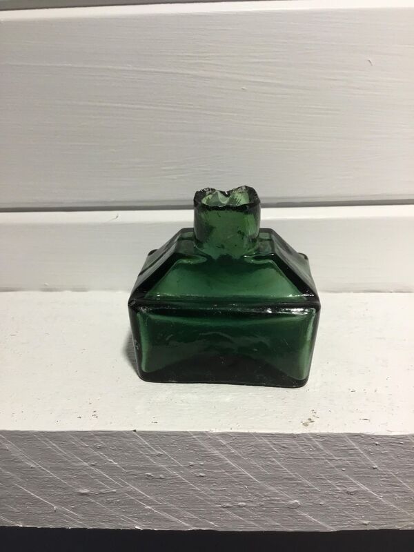 Ink Bottle Green Glass Found Vintage Australia Ink Bottle